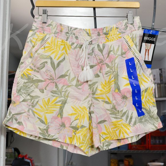 Size Large Floral‎ Briggs Ladies’ Linen Blend Short - Picture 1 of 2